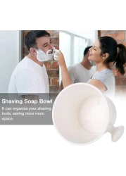2 Colors Plastic Shaving Soap Bowl Foam Shaving Soap Cream Bowl with little handle Shaving Bowl for Men, Traditional Wet Shaving Factory Shaving Mug (White)