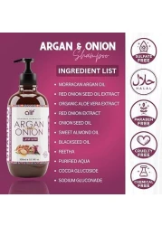Alif Naturals Moroccan Argan &amp; Onion Shampoo Anti Dandruff &amp; Damage Repair Formula fully Organic enriched with Argan oil, Pro-Vitamin B5 &amp; Keratin for All Hair Types-Color 300ml Pack of 3