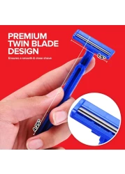 Bulk Disposable Razors (100 Count), Twin Blade Razors for Men and Women, Individually Wrapped Shaving Razor for Tattoo Equipment, Travel, Care Packs, BnB toiletries, and More, Mens Disposable Razors