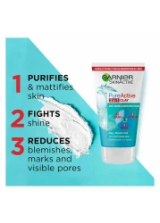 Garnier Skin Active Pure Skin 3 In 1 Clay Wash Scrub And Mask Face Cleanser 150ml