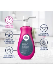 VEET Professional 2 Minute Hair Removal Cream For All Skin Types with Shea Butter Effective Full BikiniPubic Hair Removal Gel Dermatologically Tested 135 FL OZ Bottle wSpatula Purple