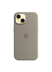 أبل غطاء حماية من السيليكون لهاتف آيفون 15 مع تقنية شحن ماغ سايف - طيني