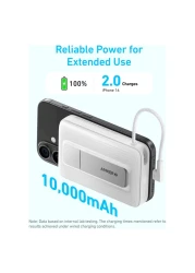 أنكر بنك طاقة مغناطيسي مع كابل USB-C مدمج، 10000 مللي أمبير في الساعة - أزرق