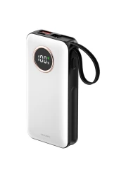 سيليريس فيوجن ميني بطارية شحن صغيرة مع كابل شحن مدمج وشاشة LCD 10000 مللي أمبير في الساعة - أبيض