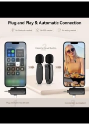 393FT Wireless Lavalier Microphone for iPhone, Android, Camera, Laptop 3-in-1 2.4G Dual Mini Mics Ultra Low Delay &amp; Noise Reduction