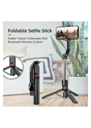 Extended Wireless Bluetooth Selfie Stick Tripod with Remote Shutter for Android - Foldable, Lightweight, Adjustable, Portable Selfie Stick for Photos and Videos, Compatible with All Android Phones