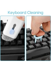 منظف ​​الكمبيوتر المحمول، مجموعة تنظيف لوحة المفاتيح 7 في 1، مجموعة تنظيف سماعات أذن الكمبيوتر المحمول، فرشاة الغبار للكمبيوتر اللوحي والشاشة بما في ذلك المسح الناعم والمسح