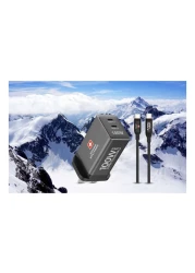 Swiss Military GaNII USB-C Charger Black 100 W With USB-C To USB-C Charging Cable Black 100W