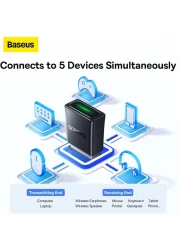 Baseus Bluetooth Adapter 5.3【Plug &amp; Play】USB Bluetooth Adapter for PC Bluetooth Dongle Adapter 20M Wide Range USB Bluetooth Receiver for Mouse Keyboard Headphone Speaker Compatible with Win 11/10/8.1

