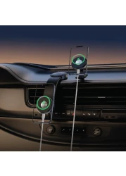 Green Lion 2-in-1 MagFlex Wireless Car Charger, Fast Charge, MagSafe Compatible, Strong 3M Adhesive, Easy Installation, 15W Power Delivery, Type-C Port, 360&deg; Rotation &ndash; Black
