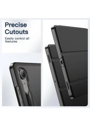 Case For Samsung Galaxy Tab S9 FE 10.9-Inch, Slim Translucent Back Tri-Fold Stand Protective Tablet Cover, Support S Pen Charging, Auto Wake/Sleep (Black)