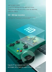 X6 Handheld Game Console, Retro Game Console Built-in 32GB 10000+ Classic Games, 3.5-inch OCA IPS Screen, Dual 3D Joystick, 11 Emulators, Handheld Gaming Console Support TV Output,Green