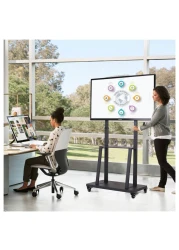 Mobile TV Cart TV Stand With Lockable Wheels for 32 to 75" Inch Plasma LCD LED Flat or Curved Screen TVs up to 100lbs - Height Adjustable (32-75 inch)