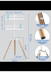 Radiotronics Tripod TV Stand, Tripod Easel TV Stand for 32-65 inch LED LCD Flat Curved Screen, Height-Adjustable Studio TV Display Stand with 140° Swivel for Living Room, Bedroom, or Corner TV Stand