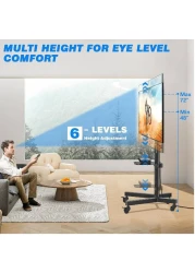 Rolling TV Stand, Mobile TV Stand with Upgraded Wheels For 32-70 Inch LCD LED OLED Flat Screen TVs up to 50 kg, Height Adjustable TV Stand With Laptop Shelf