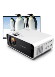 Wownect - مسرح منزلي LED العارض W80 ستاندرد البسيطة الترفيه المنزلي سينما العارض مع 1200 لومينز HD 3D العارض المدمج في مكبرات الصوت (HDMI يو اس بي VGA سماعة AV الصوت SD ميناء)