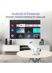 iCruze PixelStream Smart Projector - 720p HD, 4500 Lumens, Android 12, Wi-Fi, Bluetooth, HDMI, USB - Portable Mini Home Theater Projector with 200&rdquo; Screen Size Support