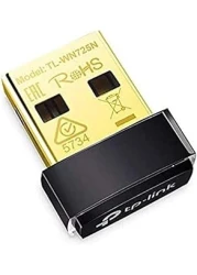 TL-WN725N N150 USB Wireless WiFi Network Nano Size Adapter for PC/Laptop, WiFi Dongle, Compatible with Windows 10/8.1/8/7/XP, Mac OS X, Linux Black/Gold