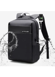 Arctic Hunter Laptop Backpack with USB Charging Port Slim Travel Bag with Laptop Compartment Water Resistant College School Book Computer Bag for Girls and Boys Fits 15.6 Inch Laptop B00218 Black