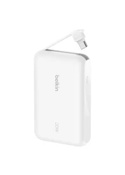 Belkin BoostCharge Power Bank with Integrated Cable White 10000mAh 20W