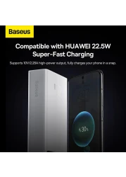 Baseus 30000.0 mAh Portable Charger Power Bank 30000mAh, 22.5W QC 3.0 PD 20W USB 3-Port 3A Fast Charging Charger C Battery Pack, Smart LED Display Phone for iPhone Series, Samsung, Android etc, White