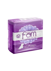 فام ماكسي فوط صحية كلاسيكية مع أجنحة بملمس القطن الطبيعي - أبيض 30 فوطة