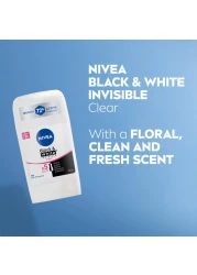 NIVEA Black &amp; White Invisible Antiperspirant Deodorant Stick for Women, Clear, 72H Active Protection, 50ml, Pack of 2