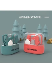 Eazy Kids 6 in 1 Baby Nail Care Set w / Nail Clipper, Scissor, Nail Filers, Ear Cleaning Spoon and Tweezer - Manicure and Pedicure Kit for Newborns, Infants, Children - Red