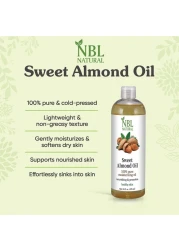 NBL Natural Almond Oil (Large 16 oz) Sweet Almond Oil for Skin or Almond Oil for Hair, the Perfect Natural Body Oil for Women, Great as Unscented Massage Oil, 473 ML