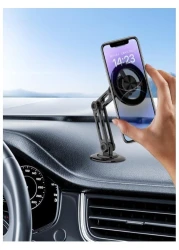 RCP266 360&deg; Rotation Magnetic Suction Car Phone Holder Stylish Magnetic Car Phone Holder, Phone Holder for Car, with Adjustable Arm (Black)