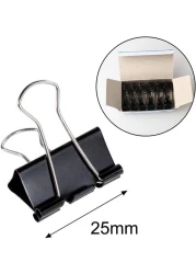 Fitto Binder Clips - Heavy Duty Metal Clamps for Organizing Papers, Files, Office Supplies, and Schoolwork - Durable, Reusable, Ideal for Home, Office, and Classroom Use (12Pcs 25mm, Black)
