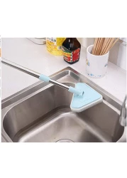 Aiwanto Long Handle Cleaning Brush Tub Bathroom Tile Scrub Brush Multifunctional Scrubber Triangle Sponge Extendable Brush with Good Grib (Blue)