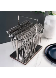 Arshia 48-piece Shiny Silver Cutlery Set with Stand
