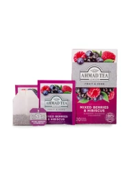 Ahmad Tea Fruit and Herb Infusion Mixed Berries and Hibiscus Flavoured Tea Bags 20 Tea Bags