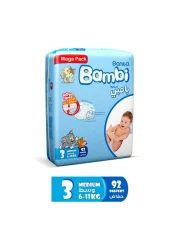 Sanita Bambi Baby Diapers Mega Pack Size 3, Medium, 6-11 KG, 92 Count