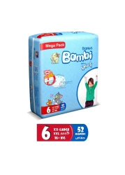Sanita Bambi Baby Diapers Mega Pack Size 6, XX-Large, +16 KG, 52 Count