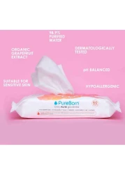 بوربورن مناديل مبللة عضوية بخلاصة الجريب فروت 60 منديل مبلل نقي.