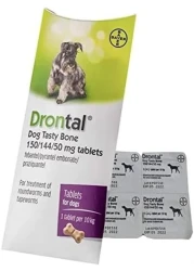 دواء باير درونتال المضاد للديدان للكلاب لعلاج الديدان الأسطوانية والشريطية 6 أقراص