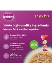Whiskas Tasty Mix of Tuna Collection in Jelly Food for Cat, 1 Years and above, 70g Pack of 12