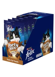 Purina Felix Party Mix Classic Mix Dry Cat Treats, 60g Pack of 8