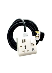 Hassan Single Socket USB Universal Power Outlet 30 meter Extension Cord, White, Mobile Charger, Long Wire Extension