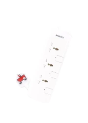 فيليبس مقبس التمديد مع 3 مخارج مع مفتاح فردي بطول مترين