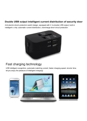 Generic-Universal Worldwide All in One Phone Charger Travel Wall AC Power Plug Adapter with Dual USB Charging Ports for USA EU UK AU