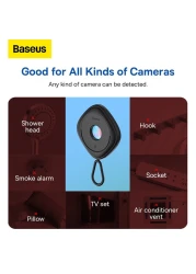 Baseus Hidden Camera Detectors, Infrared Detector, Hotel Anti-Camera Anti-Peeping Tool, Camera Detector, Anti-Monitoring Inspection Detector for Hotel Bathroom, Spy Camera Detector (Black)