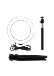 Generic-Portable 20cm / 8 Inch Diammable 3200K-5500K Bi-Color Ring Video Light 3pcs Lighting Modes with Tabletop Tripod Selfie Stick for Live Streaming Making-up Vlogging Portrait Photography