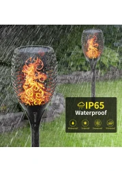 Fitto Solar Torch Lights &ndash; Waterproof Dancing Flames Torches, Outdoor Garden Lights for Yard, Patio, Pathway &amp; Backyard, 4-Pack, Energy-Efficient LED Solar Lights for Lawn, Landscaping &amp; Decor
