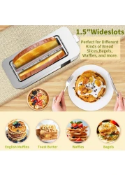 Dealio 4 Slice Toaster with Extra-Wide Slots – Adjustable Temperature Control, Defrost & Reheat Functions for Bread, Bagels & Snacks, Stainless Steel Breakfast Toaster 1400W