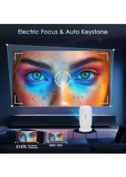 Smart 6K Projector with and Bluetooth, Motorized Focus &amp; 4D Trapezium Correction, Portable Outdoor Mini Projector Home Theater Projector, for Phone TV Stick HDMI USB Laptop PS