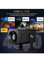 Wownect - HY320 Mini Andorid Portable Projector with Gaming Console 2 in 1 Gaming Projector 1080P Smart Projector FHD 4K Supported Video Projector