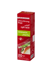 Diamond Zipper Sandwich Bags Clear 20 Bags